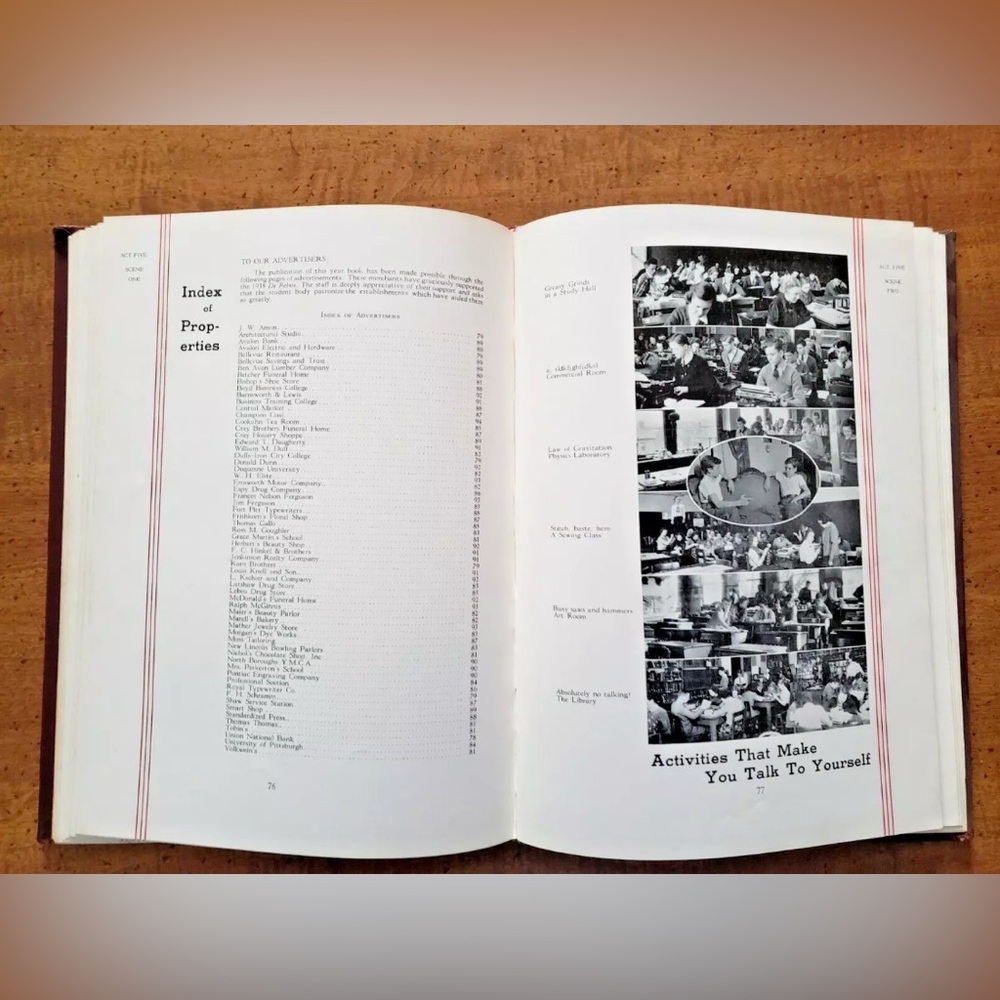 1938 "THE DE REBUS" BEN AVON HIGH SCHOOL YEARBOOK, BEN AVON, PA - Picture 8 of 8